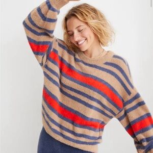 Aerie Flurry Sweater Tan, blue, and red